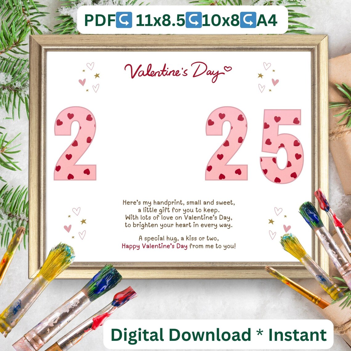 Valentine's Day Handprint Heart Poem Art Print - Image 2