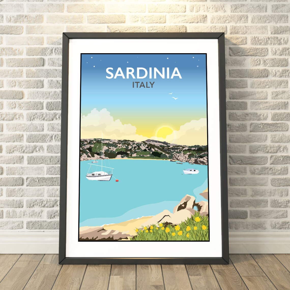Sardinia Italy Travel Poster, Memory Capture