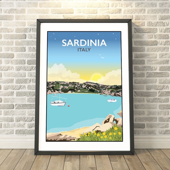 Sardinia Italy Travel Poster, Memory Capture