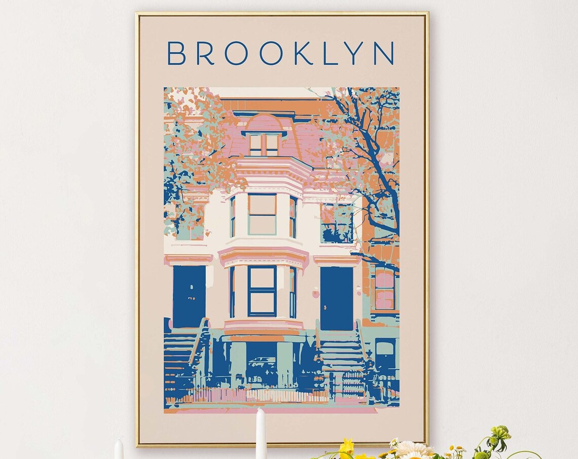Brooklyn Vintage Retro Travel Poster Print