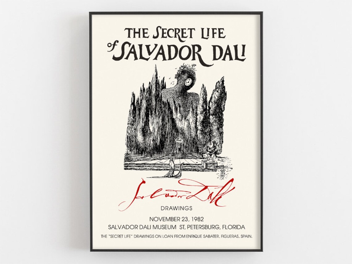 Salvador Dali Secret Life Drawings 1982 Florida Museum Exhibition Poster