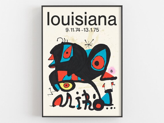 Joan Miro Louisiana 1974 Abstract Bird Creature Surrealist Poster