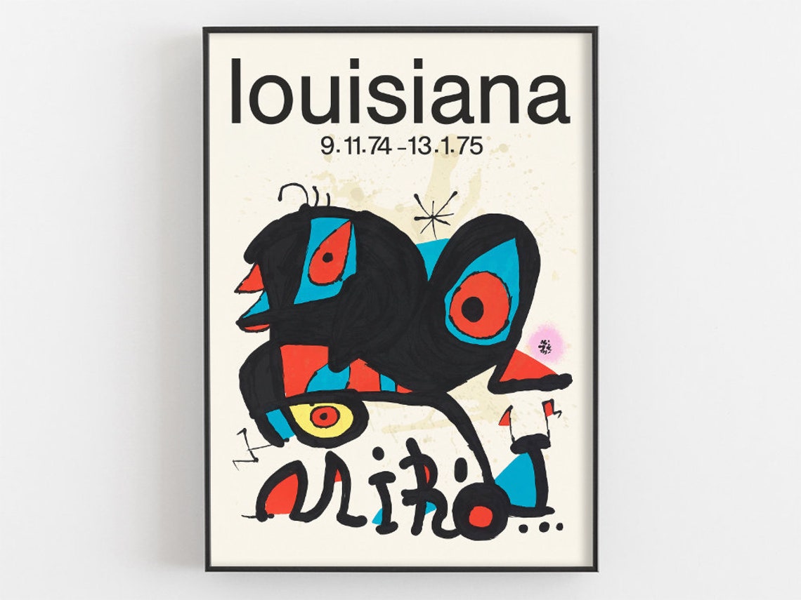 Joan Miro Louisiana 1974 Abstract Bird Creature Surrealist Poster