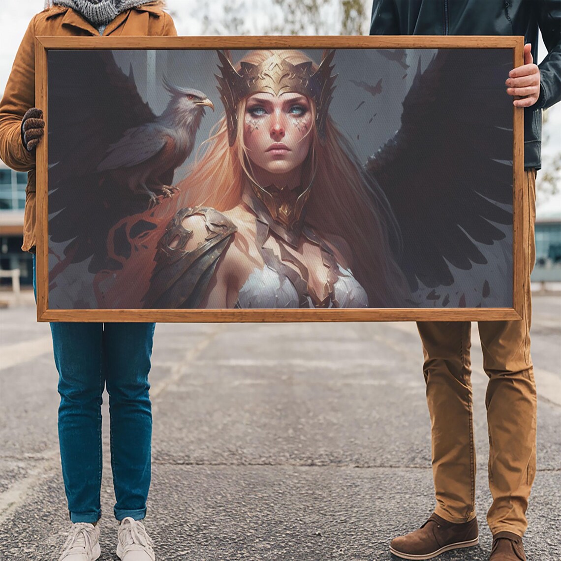 Lady Freya Norse Goddess Winged Helmet Raven Warrior Woman Poster - Image 3