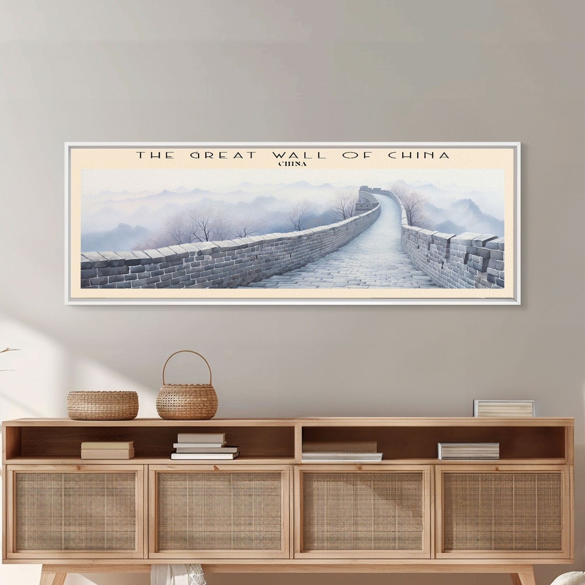 Great Wall of China Misty Mountain Ramparts Panoramic Travel Poster - Image 2