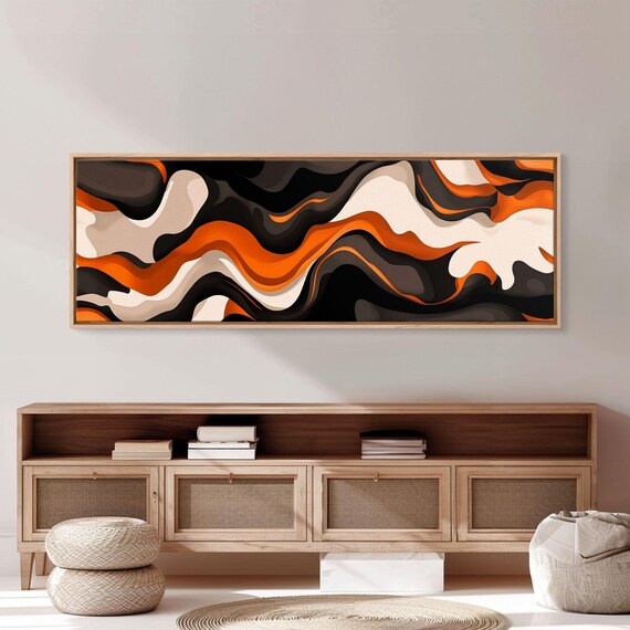 Retro Abstract Art Print, Oversized Extra Wide