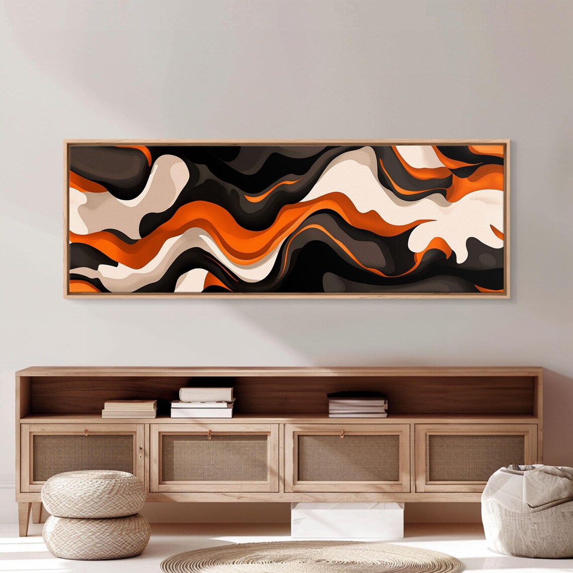 Retro Abstract Art Print, Oversized Extra Wide