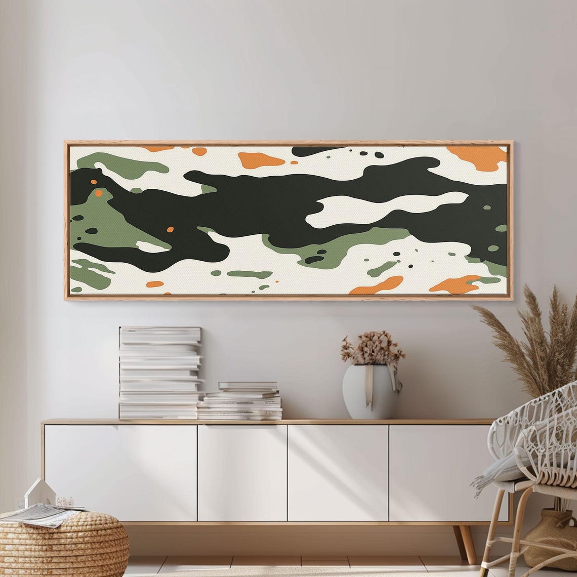 Camoflage Camo Pattern Wall Art Framed Print Farmhouse Abstract Wall Art Extra Wide Oversized Wall Art Cammy Home Decor - Image 2