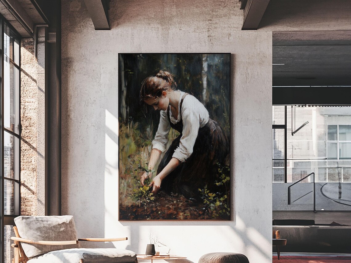 The Woman In The Garden Painting Print Coquette Style Wall Art Vintage Garden Print Print Wall Art Abstract Wall Art - Image 2