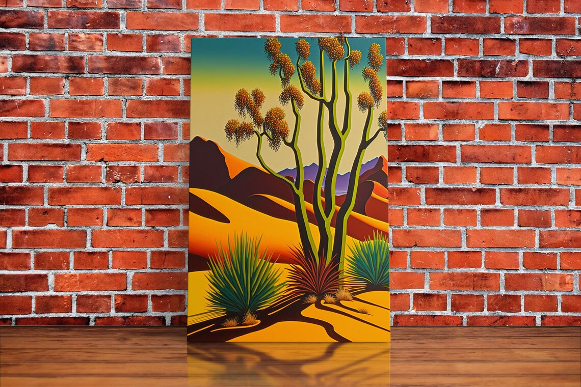 Southwestern Desert Golden Joshua Tree Sunset Dunes Travel Poster