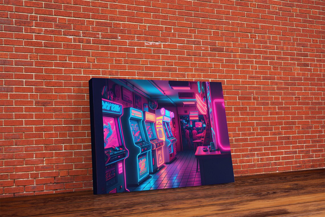 Neon Arcade Retrowave Arcade Machine Art Print