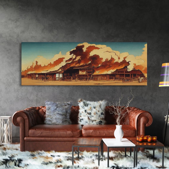 Wild West Art, Old West Saloon On Fire