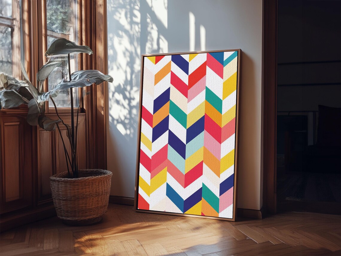 Pastel Chevrons Wall Art Framed Print Wood Framed Wall Art Framed Wall Art Gift Idea Home Decor Tire Track Print - Image 5