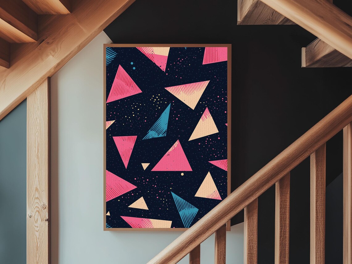 Retro 90s Style Synthwave Abstract Triangles - Image 6