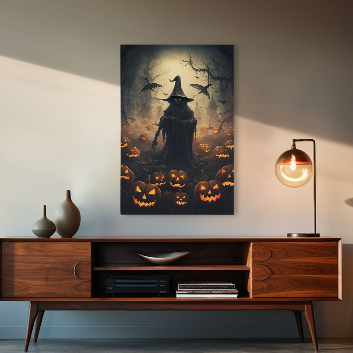 Scarecrow and Jack O'Lantern Field, Halloween Art Print - Image 6