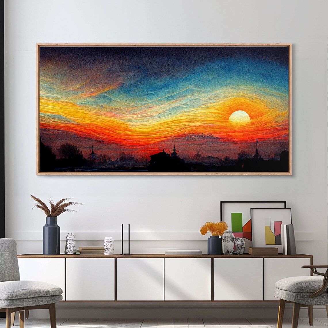 Beautiful Sunset Ink Painting Style Art Print - Image 5