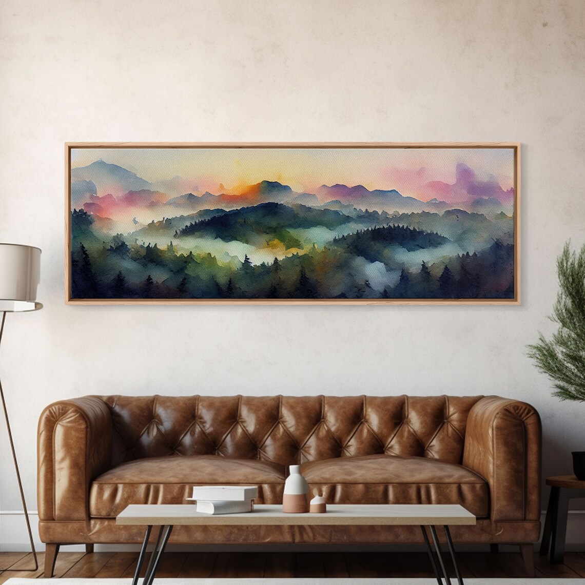 Watercolor Sunset Landscape, Emerald Green Art Print - Image 5