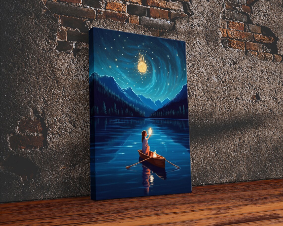 Starry Night Girl Wizard, Van Gogh-Inspired Art Print - Image 2