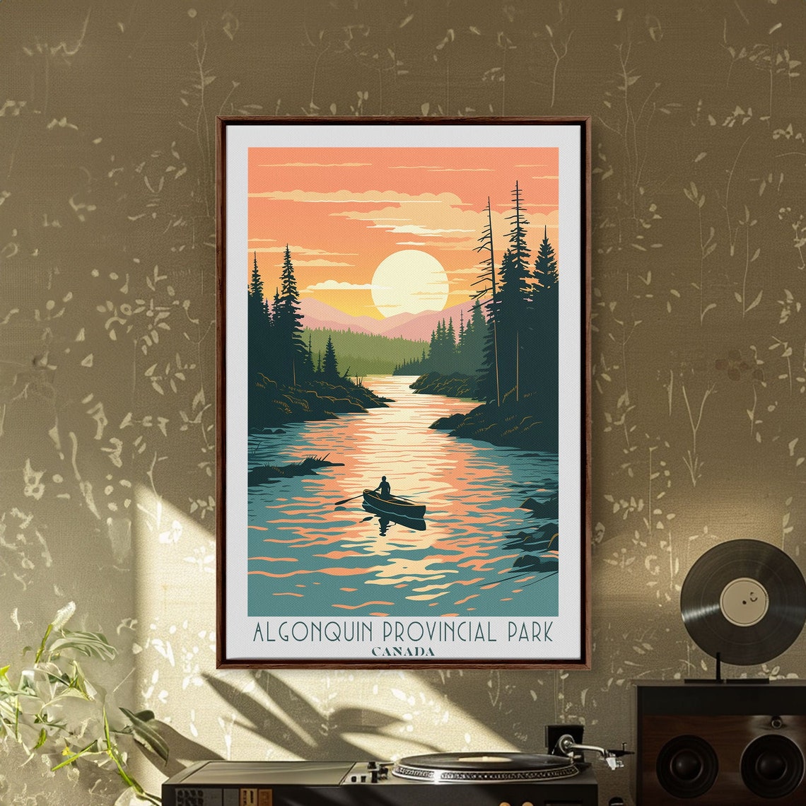 Algonquin Provincial Park Canada Sunset Lake Canoe Pines Travel Poster - Image 5
