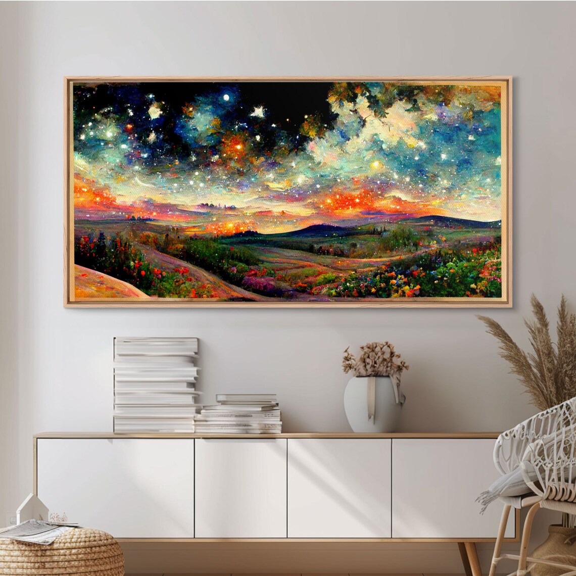 Van Gogh-Inspired Starry Night Art Print, Living Room - Image 6