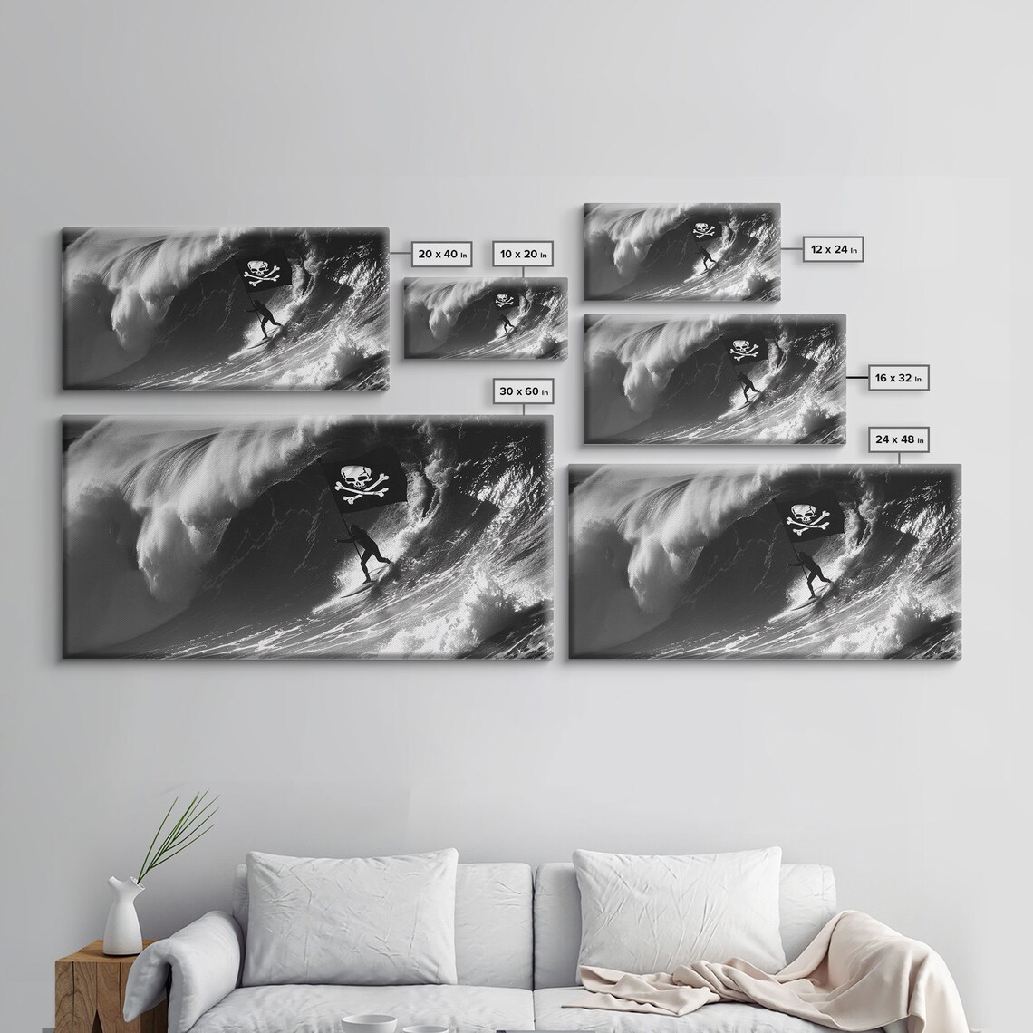 Pirate Surf Black and White Photography Art Print - Image 2