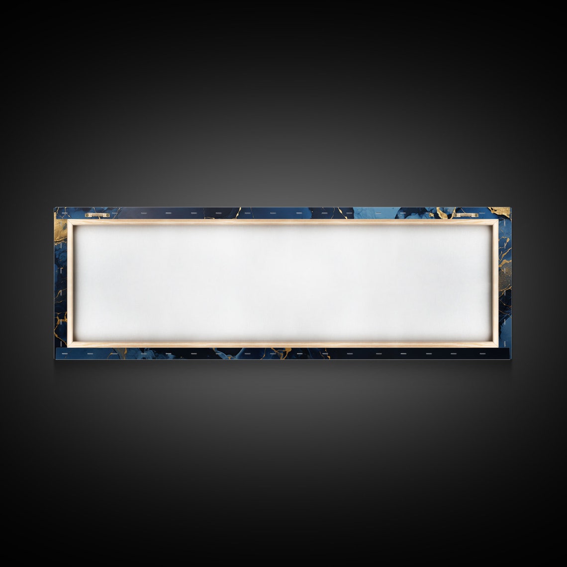 Black Blue Marble Gold Veins Luxury Abstract Modern Wall Art - Image 2