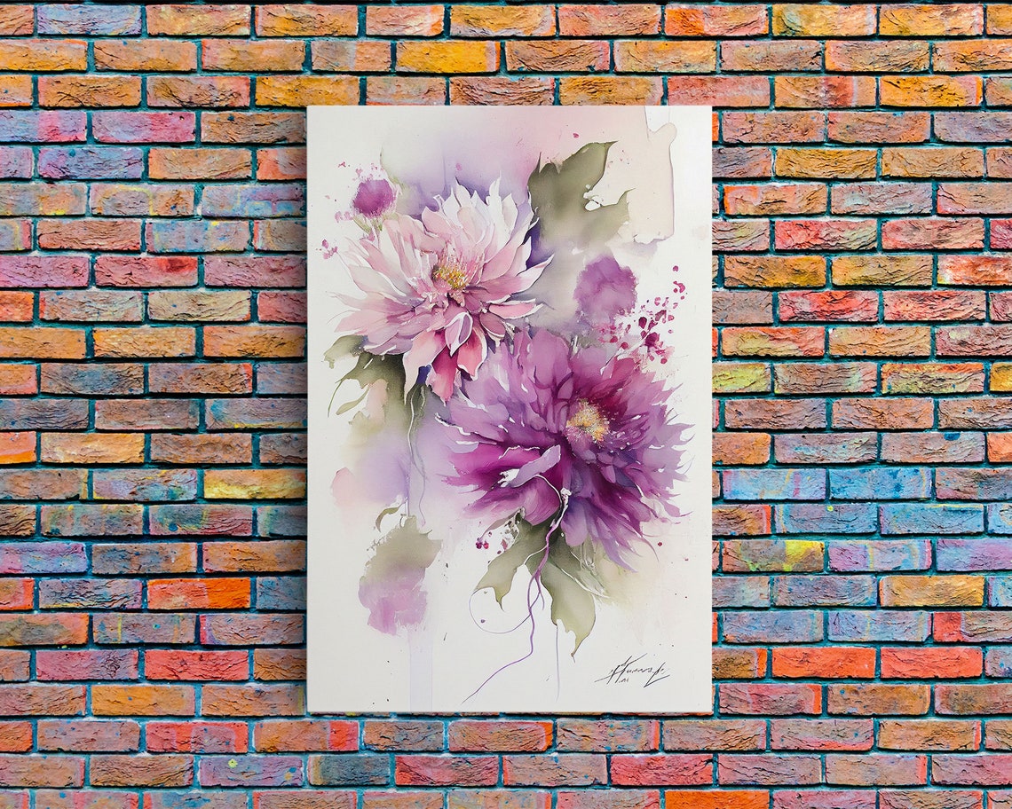 Pink Purple Watercolor Blossom Flowers Soft Botanical Floral Poster