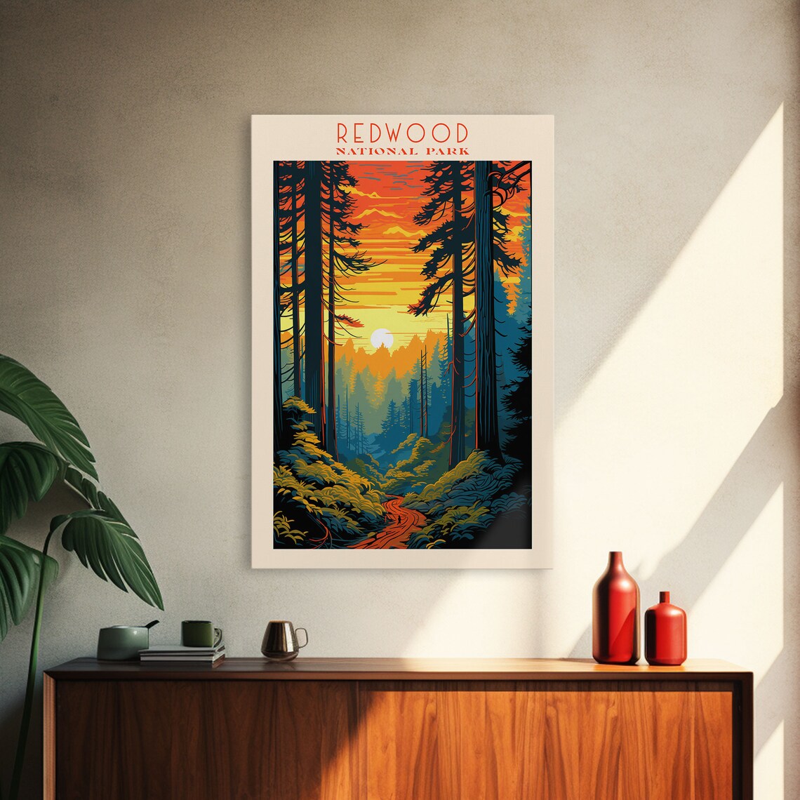 Redwood National Park California, Mid-Century Travel Poster - Image 4