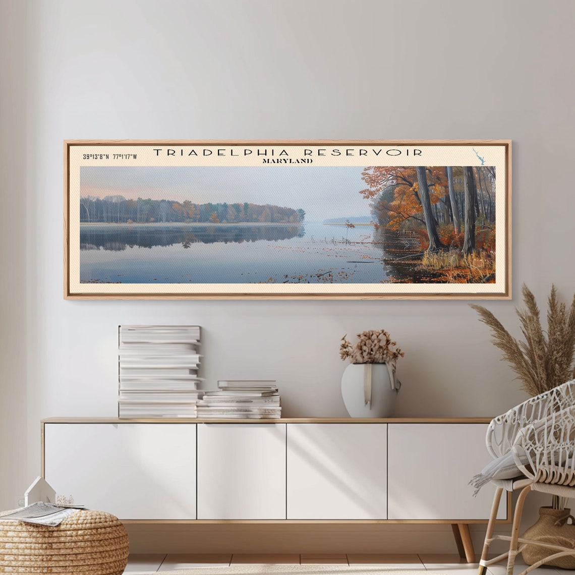 Triadelphia Reservoir Maryland Panoramic Autumn Lake Reflection Poster - Image 4