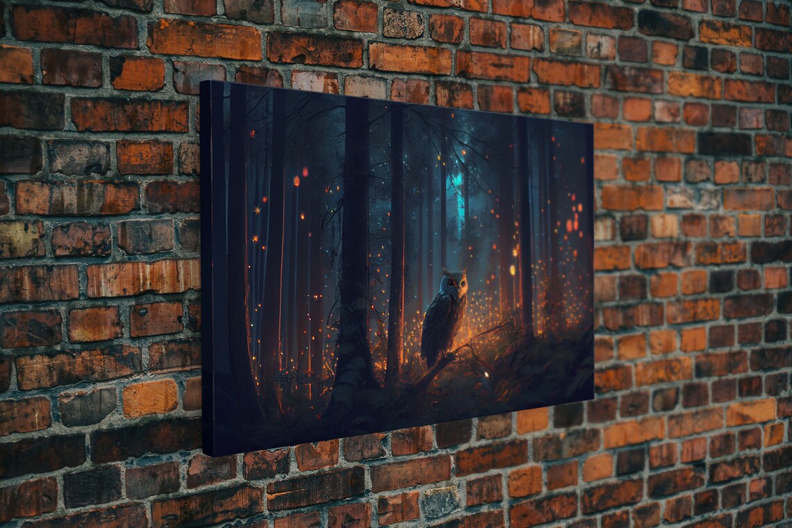 Fantasy Forest Art, Fireflies And The Owl At Midnight - Image 6