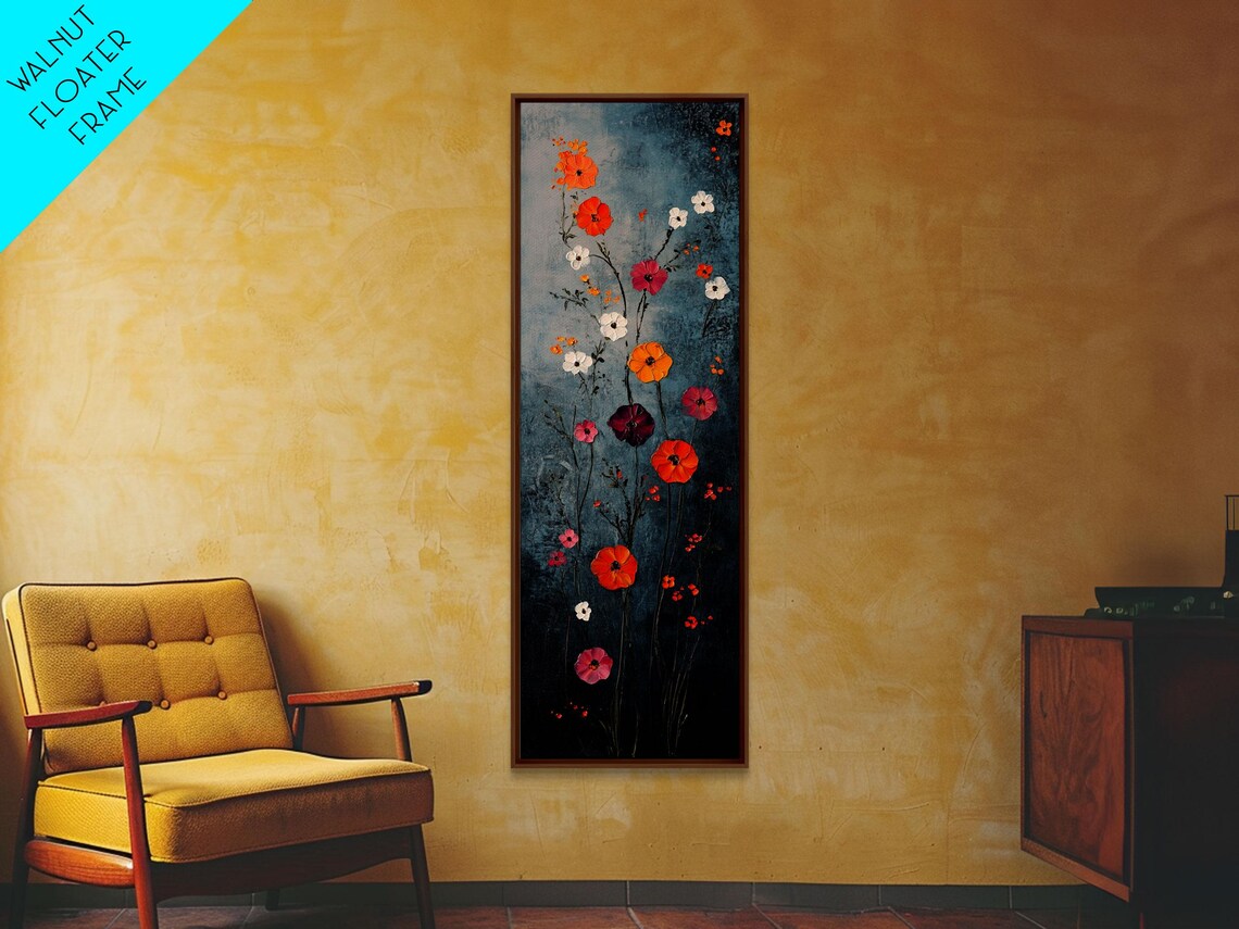 Red Poppies Wildflowers On Dark Moody Background Floral Art Poster - Image 3