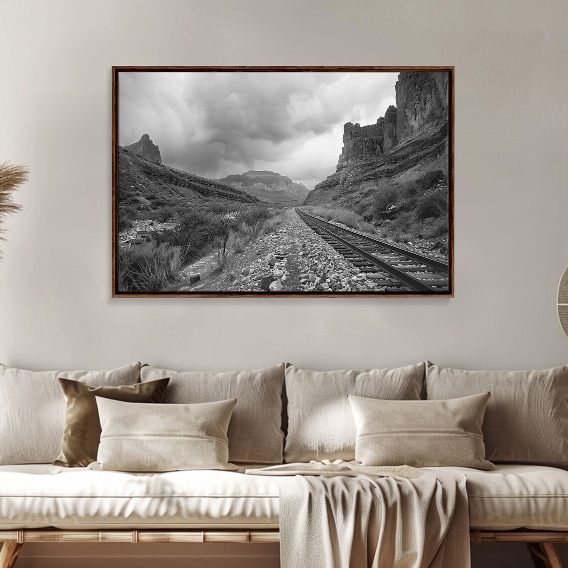 Railroad Tracks Through Rocky Canyon Black White Photo Poster - Image 3