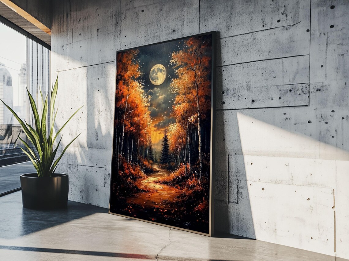 Full Moon Over a Haunted Forest, Dark Academia Art Print - Image 5