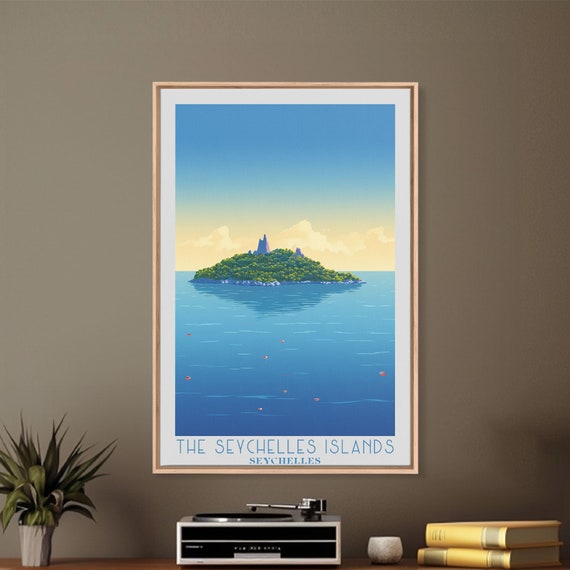 Seychelles Islands Travel Print Wall Art Original Travel Poster Retro Style Home Decor Wall Hanging Travel Gift Idea