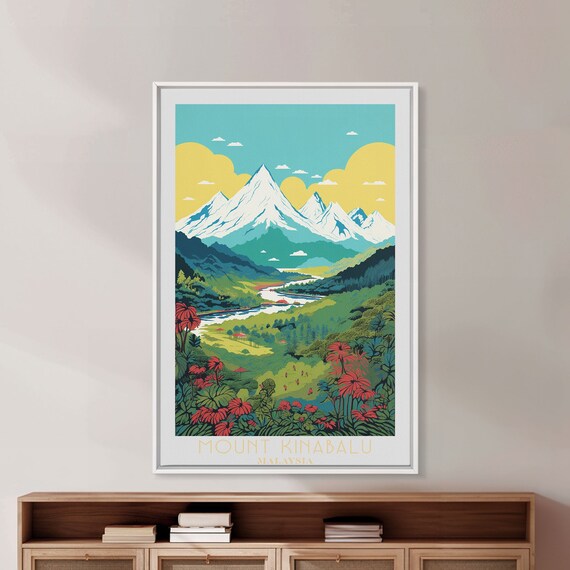 Mount Kinabalu Original Wall Art Travel Poster Gift For Travel Lover Vacation Gift Malaysia Wall Art Home Decor Original Art
