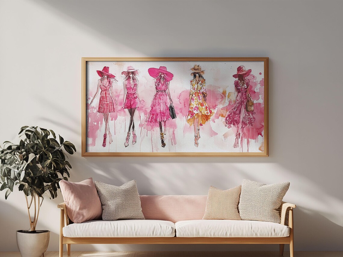Fashion Sketch Print Pink Wall Art Whimsical Decor Fashionista Gift Idea Artistic Living Room Accent Modern Feminine Aesthetic - Image 5