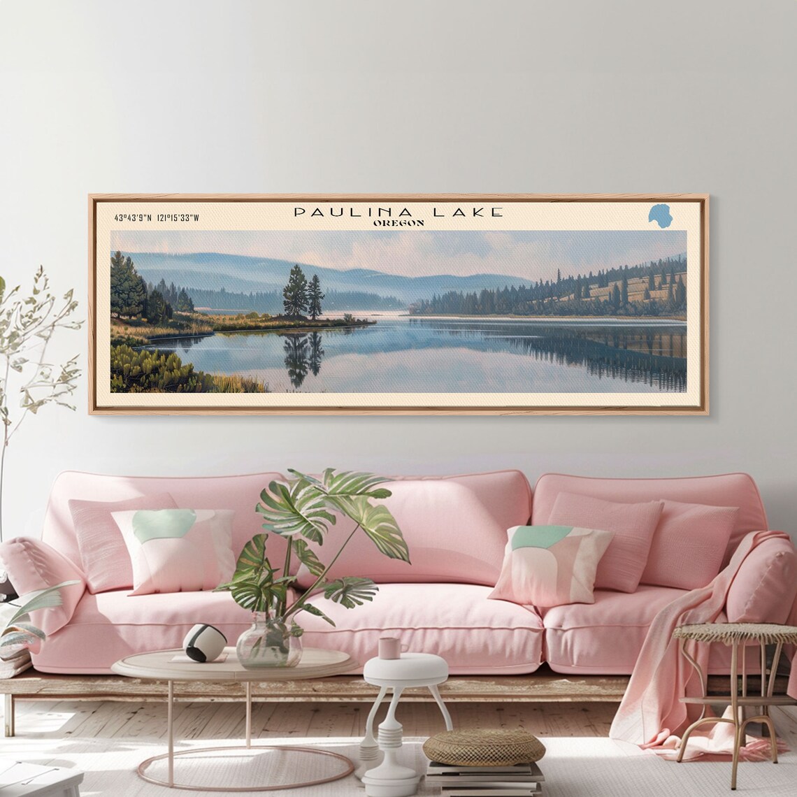 Paulina Lake Oregon Mirror Calm Water Evergreen Hills Travel Poster - Image 4