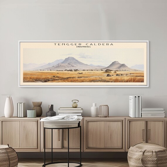 Tengger Caldera Framed Print Travel Poster Panoramic Wall Art Home Decor Gift For Travel Lover Wall Hanging
