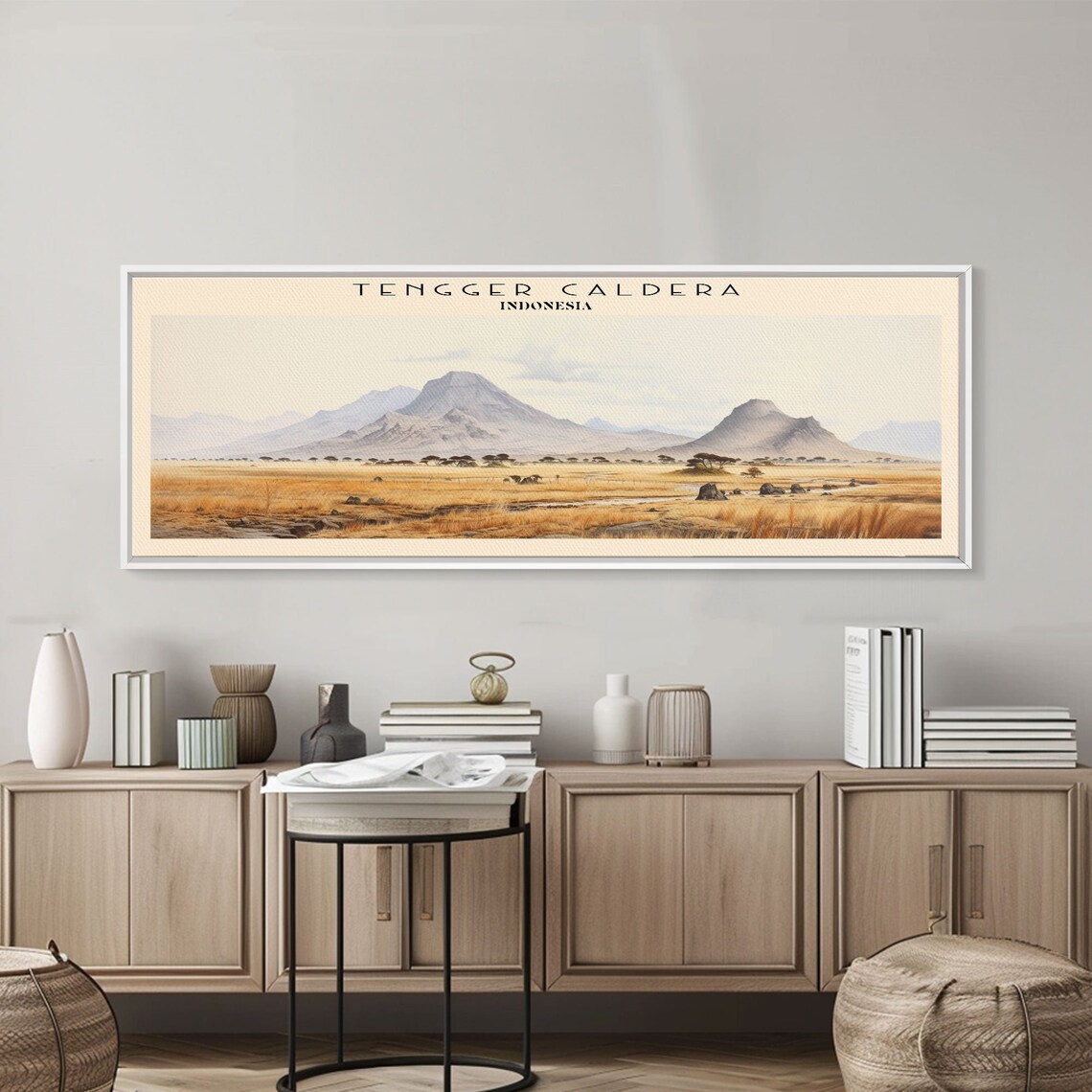 Tengger Caldera Framed Print Travel Poster Panoramic Wall Art Home Decor Gift For Travel Lover Wall Hanging