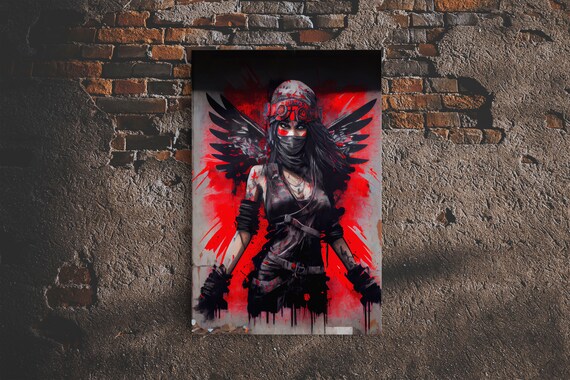 Graffiti Angel Art Print, Urban Art