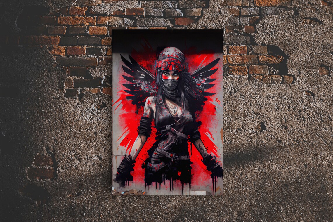 Graffiti Angel Art Print, Urban Art