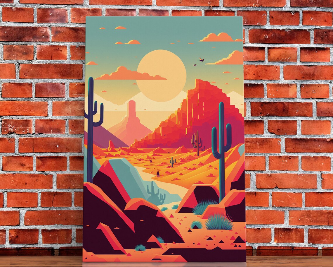 Retro Synthwave Desert Landscape, Southwest Art Print - Image 4