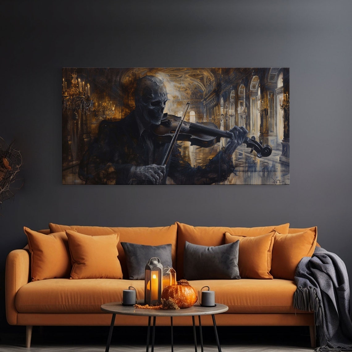 Spectre Violinist Skeleton Playing In Grand Palace Dark Academia Print - Image 3