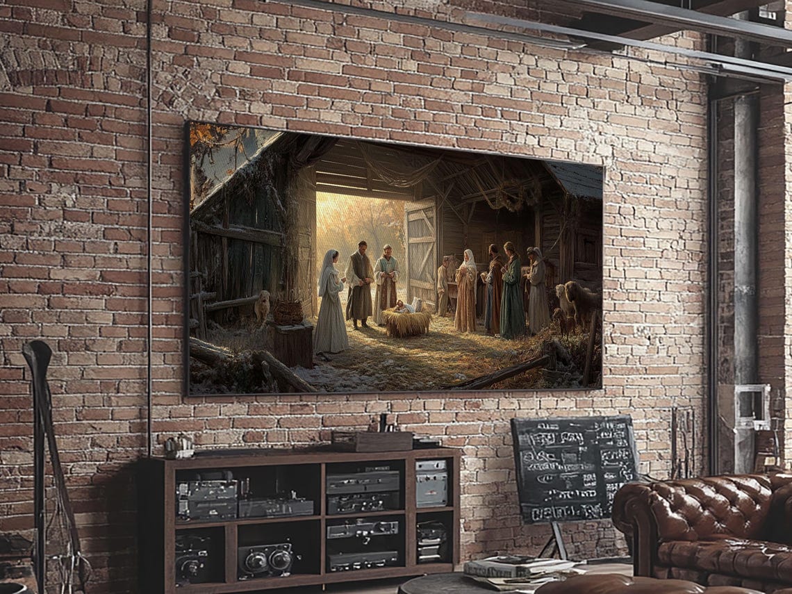 Christmas Nativity Wall Art Framed Print Nativity Oil Painting Nativity Art Print Christmas Seasonal Wall Art Living Room Decor - Image 4
