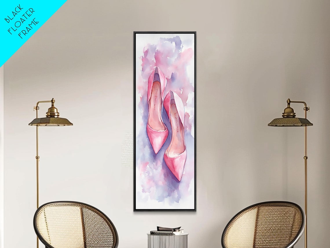 Pink High Heels Watercolor Elegant Feminine Fashion Art Poster