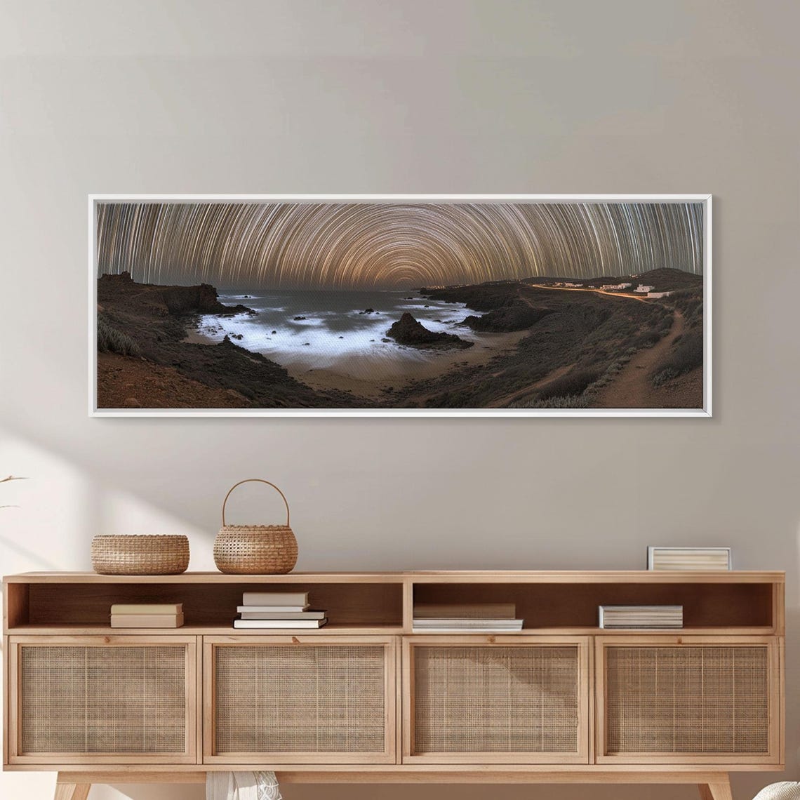 Star Trails Over Rocky Coastline Night Sky Long Exposure Poster - Image 6