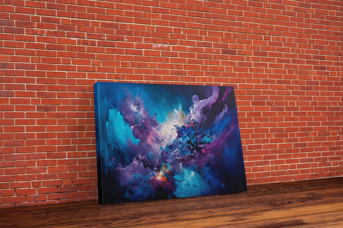 Abstract Blue Purple Cosmic Nebula Swirl Fluid Modern Art Wall Poster - Image 6