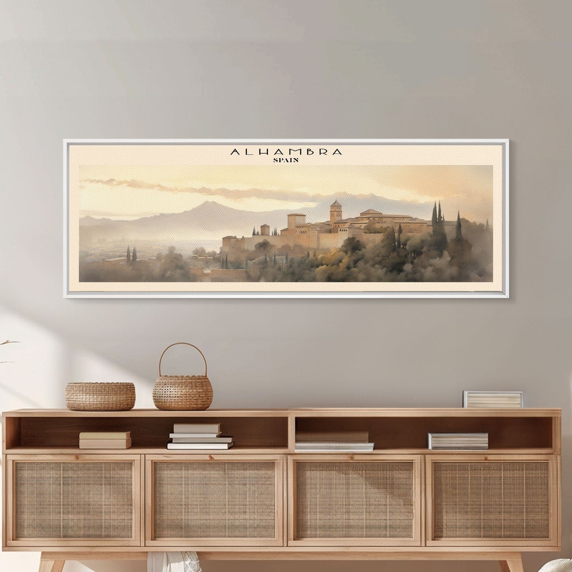 Alhambra Granada Spain Palace Hill Sunset Sierra Nevada Travel Poster - Image 2