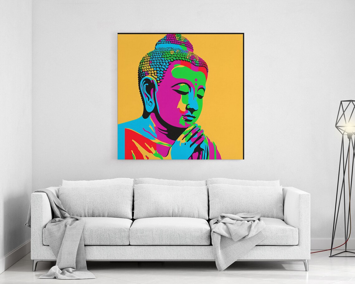 Rainbow Buddha Pop Art Smiling Buddha Neon Zen Buddhism Wall Art Poster - Image 6