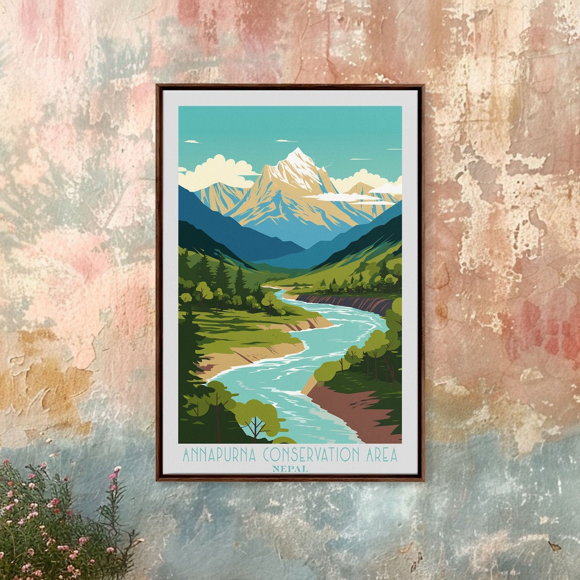 Annapurna Conservation Area Nepal Snowy Peak River Valley Poster - Image 2
